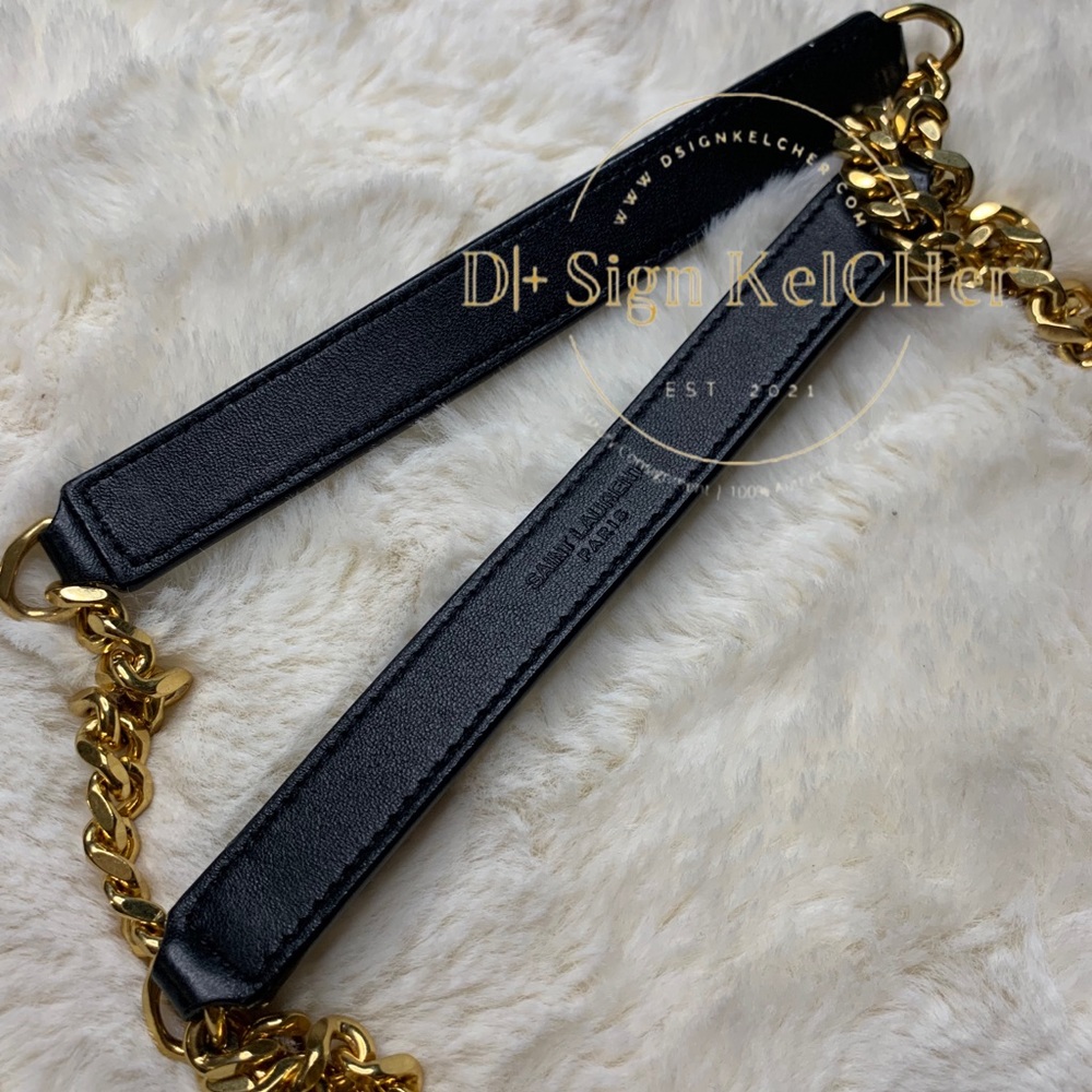 Yves Saint Laurent Velvet Monogram Triquilt Envelope Bag in Black - Picture 12 of 16